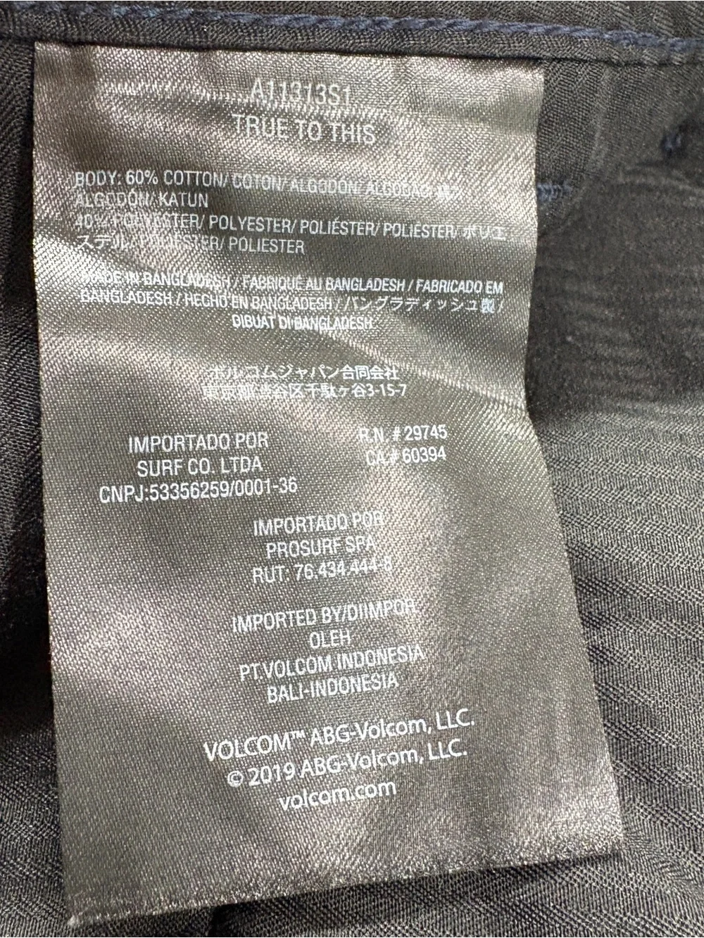 Volcom Mens Chino Pants Size 29 Navy Blue Tapered